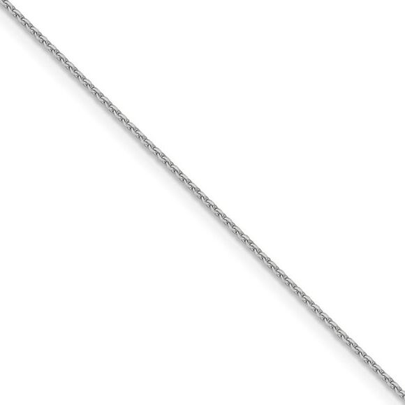 1mm 14k White Gold Diamond Cut Solid Cable Chain Necklace, 16 Inch - Picture 1 of 8
